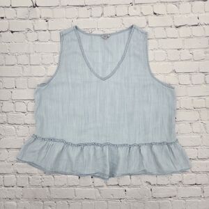 Rails Chambray MIRA Sleeveless Ruffle Hem Top SIZE:XXL